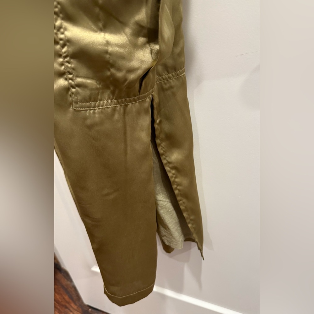 Love The Label Anthropologie Sleeveless Utility Satin Green Midi Dress Size XS - Picture 6 of 13